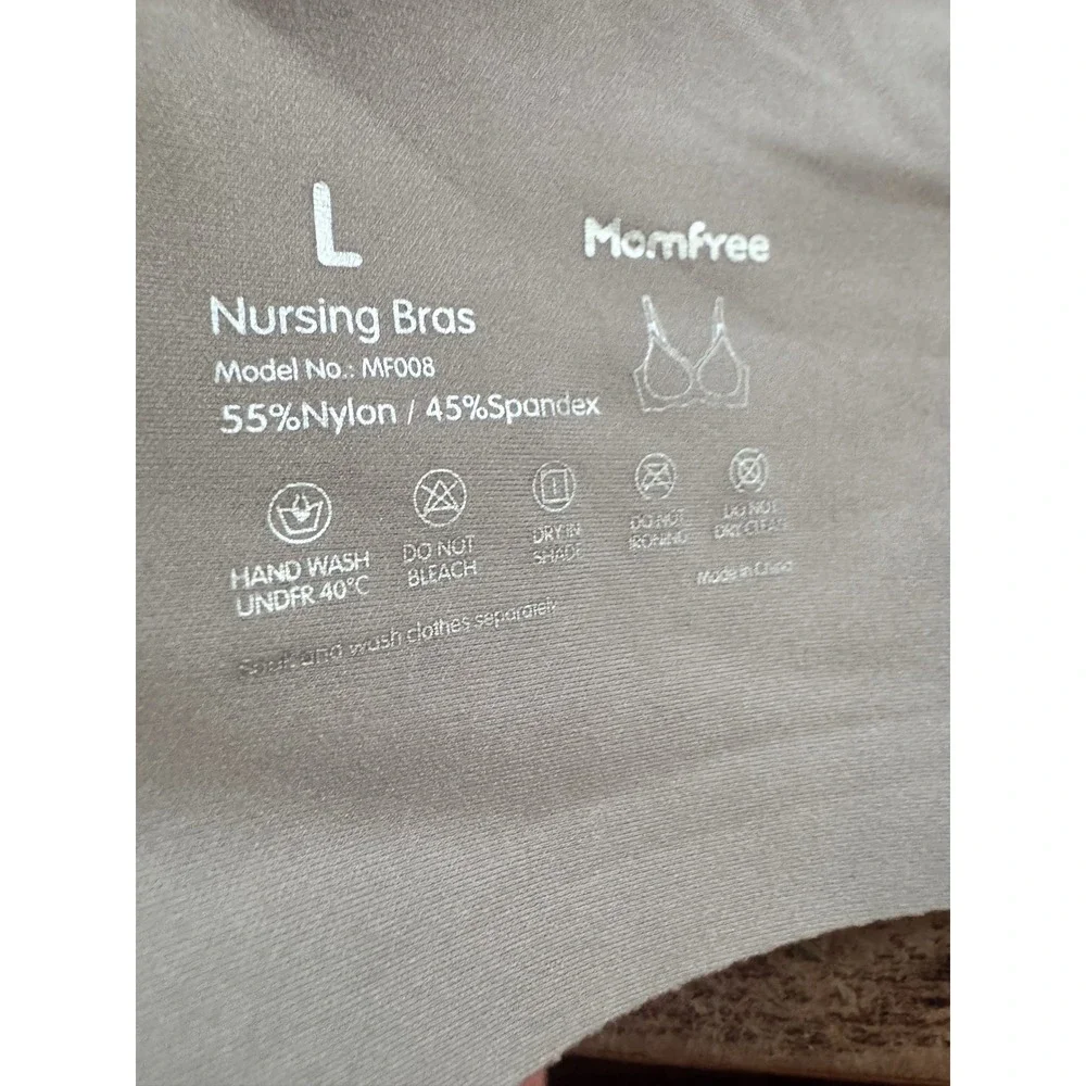 Momfree Nursing Bras  L Nude Grey 2-Pack Seamless Wireless Scalloped Maternity